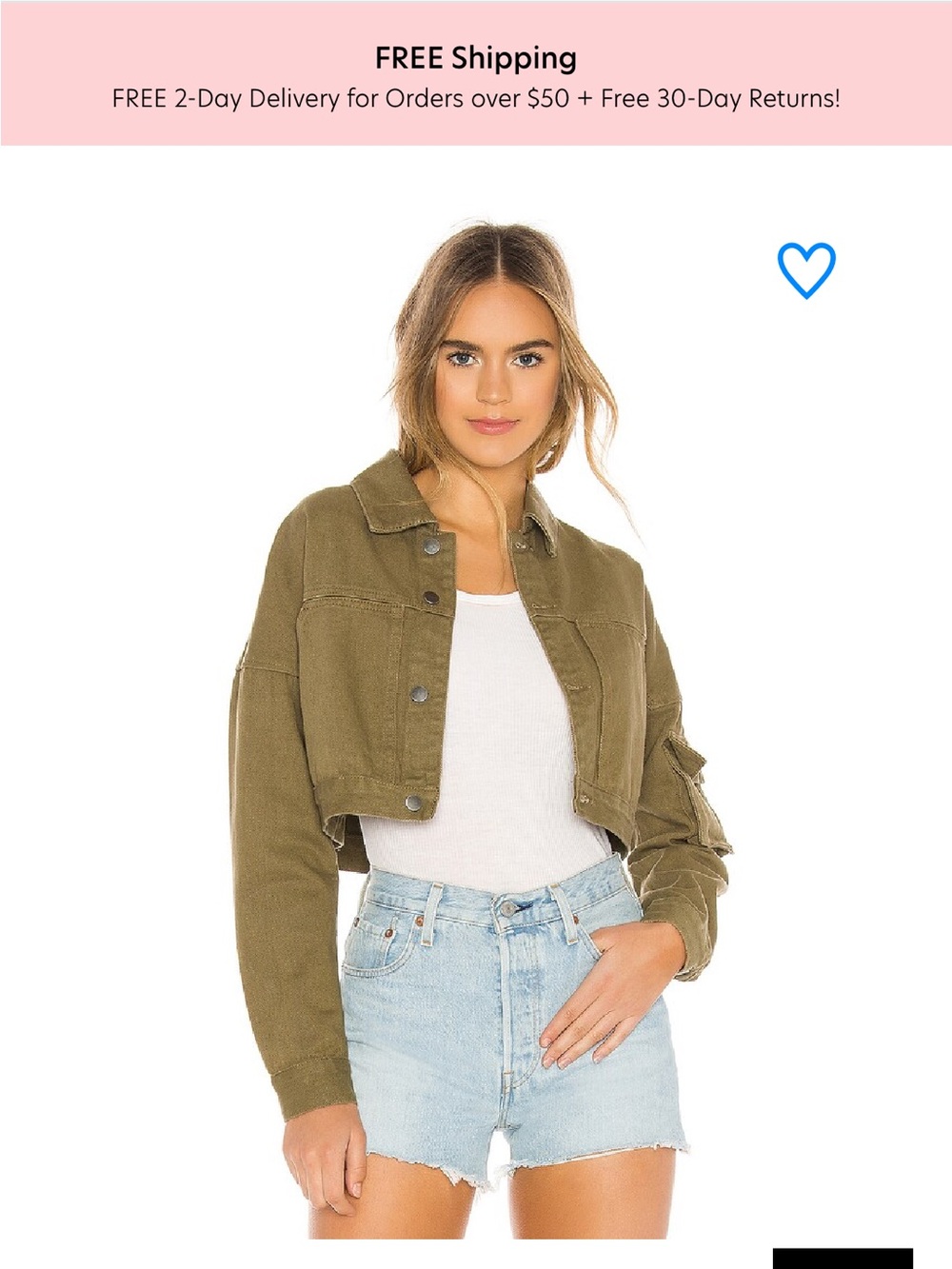 superdown Cropped Olive Utility Jean Jacket